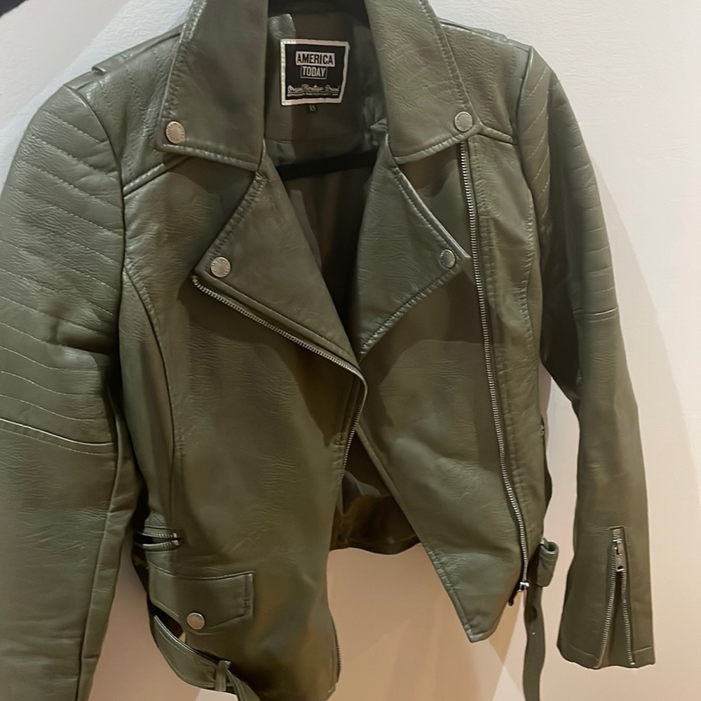 Green moto jacket size xs